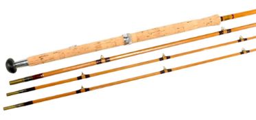 C B Vaughan (Guns) Ltd, The Strand, London, split cane salmon fly rod - by J S Sharpe, 12ft 3pc with