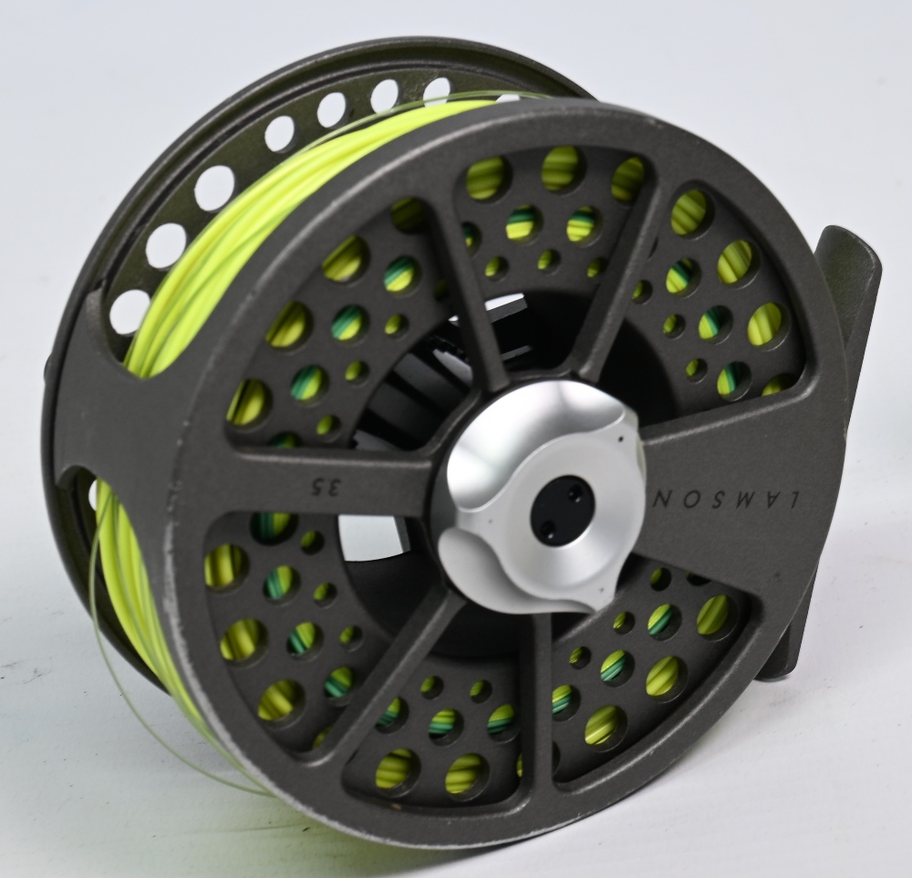 Lamson USA Konic 3.5 alloy salmon fly reel with spare spool, 3 ¾" ventilated wide spool, black - Image 3 of 3