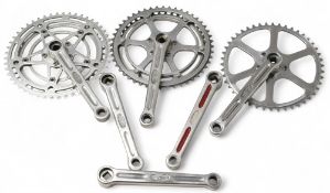 3 Stronglight Chain Sets 42 - 49, 43 - 48 together with single 43 chain wheels, (used)