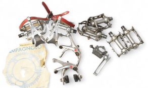 Campagnolo Equipment to include 3 sets of Pedals, Front Gear Changer, pair of Avanti Brakes, Gran