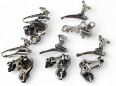 Vintage Campagnolo Bicycle Rear Derailleur and Front Gear Changer Models Super Record and others.