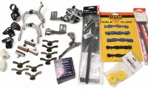 Mixed Selection of Bicycle Equipment to include Fibrax Cable clips, Dura Ace Derailleur and front