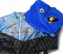 Vintage Cycling Clothing to include Lowrey’s Lowenbrau Cycling Jersey 42 chest together with