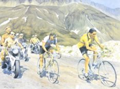 Limited Edition Cycling Print 27/150 The Campionissino in Flight Col du Galibier 1952 signed by