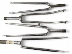 Four Pair of Chromed Bicycle Forks One been Reynolds 531, Columbus, Tange