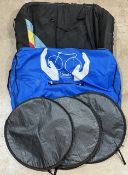 Selection of Wheel & Bicycle Travel Bags 3-wheel pairs together with 2 Travel Bags