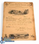Blandford Agricultural Society Certificate of Merit 1850. Awarded to James White who has Worked
