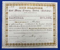 Gold Mining: South Africa The Blanche Gold Mining Company Limited (Klerksdorp). Certificate for 15