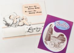 Store Catalogues: Swallow Baby Carriages 1956. A 7 page fold out brochure illustrating and detailing