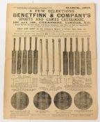Sport: Benetfink & Company Sports and Games Catalogue 1893, 4 page catalogue illustrating and