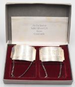 Pair of British Airways Concorde Silver Decanter Labels Hallmarked 1986 - for Vodka and Sherry, in