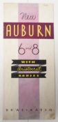 Automobiles: The New Auburn, 1934, multicolour fold out brochure illustrating and detailing