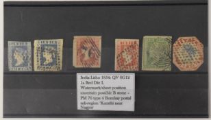 Postal History: India Collection of 6 first Postage stamp issues of 1854