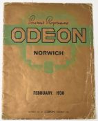 Entertainment: Norwich Opening of Odeon Cinema, large Souvenir Programme 7th February 1938. 24 pages