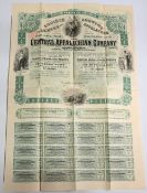 Mining & Railways: The Central Appalachian Rail Road Company Ltd, Kentucky. Bearer certificate for