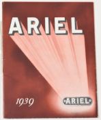 Motor Cycles: Ariel Motor Cycles 1939, 9-page fold out brochure with photographs of their 10