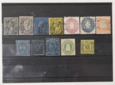 Postal History: Germany collection of early Postage Stamps 1850s-70s. Saxony 7 Stamps, Oldenberg 4