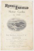 Motor Cycles: Royal Enfield Motor Cycles for 1930. A 16-page brochure with photographs of their 8