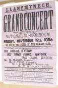 Victorian Grand Concert Poster 19th November 1886 Llanymynech National School Room 70 x 50cm