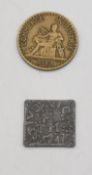 M T Mc Stiventon Token 1747 square token - 19mm scarce, together with 1923 Chambers of Commerce