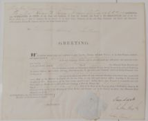 Military Commission: East India Company, Fort St George, Madras 1842. Appointing William Serres