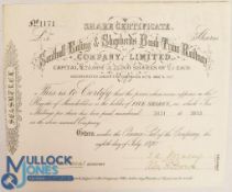 Southall Ealing & Shepherds Bush Tram Railway Company Limited 1870. Bearer certificate for 5 shares,