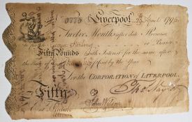 The Earliest Municipal Loan: Corporation of Liverpool - 4½% Loan, Registered Bond for £50. 179. Made