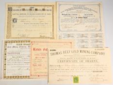 Gold Mining: South Africa The Blaanwbank United Gold Mining Company Ltd. Certificate for 15 shares