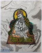 India & Punjab - Guru Nanak Textile Block Print - a fine vintage block print on textile of Guru