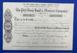 Gold Mining: Australia Peel River Land & Mineral Co, Ltd (South Australia & NSW). Certificate for £