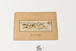 Horse Racing: Horse Racing Stevengraph 1880s. A colourful woven picture of Race Horses by Thomas