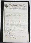 Canals: Birmingham Canal Navigations. Transfer Certificate for 1 share 1844. Coat of Arms top right.