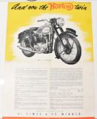 Motor Cycles: Norton Dominator 1948. A 3-page fold out brochure with photographs of the model its