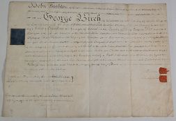 Canals: Wyrley and Essington Canal 1795. Large vellum Transfer Certificate for 5 shares. Large