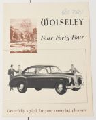 Automobiles: Wolseley Four Forty-Four 1952. Fold out brochure with 12 photographs of this car and