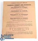 Canal Passenger Boats on The Glasgow, Paisley and Johnstone Canal 1830s. Hand bill advertising