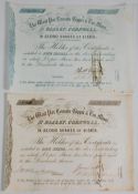 Mining: The West Par Consols Copper & Tin Mines, St Blazey, Cornwall. Bearer Certificates for both 1