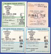 1960 & 1980 Football League Cup Final Tickets, Wolverhampton Wanderers v Blackburn Rovers played