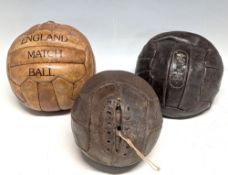 3x leather lace footballs: a good original smaller sized ball, with a replica mark England Match
