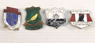 1950/1960s Early Enamel Football Badges for Bournemouth, Sunderland, Fulham & Norwich City