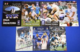 2000-2016 Italy v England Rugby Programmes (7): Issues from 2000, 04, 06, 12, 14 and 16, plus