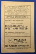 1946/47 1st match after WW2 Plymouth Argyle v West Ham Utd Div 2 31 August 1946; good. (1)