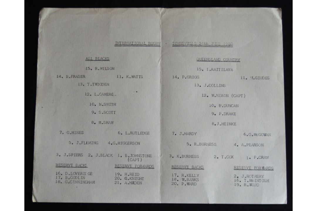 Scarce 1980 Queensland Country v New Zealand Rugby Programme: Was there a fuller programme than this