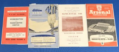 1957/58 Manchester United FAC away match programmes Workington, WBA, Fulham (FAC s/f), Fulham (FAC