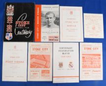 Stoke City Football Friendly & Centenary Programmes to include 1958-59 Stoke City v First Vienna