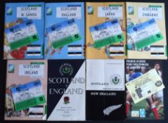 1991 RWC etc Scotland Rugby Programmes (8): Nice set: Scotland v Japan, Zimbabwe and Ireland, W