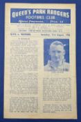 1946/47 1st match after WW2 Queens Park Rangers v Watford Div. 3 (South) 31 August 1946; half