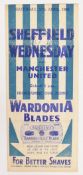 1945/46 Sheffield Wednesday v Manchester United league match programme 27 April 1946, fold out type,