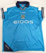 1999-2001 Manchester City Home Replica Football Shirt - Le Coq Sportif short sleeve Eidos sponsor
