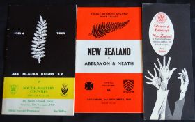 1963 New Zealand in the UK Rugby Programmes (3): v SW Counties at Exeter, Glasgow/Edinburgh and